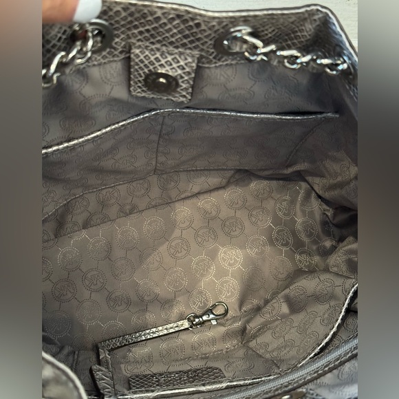 MICHAEL by Michael Kors Silver Snakeskin Purse - Picture 5 of 9